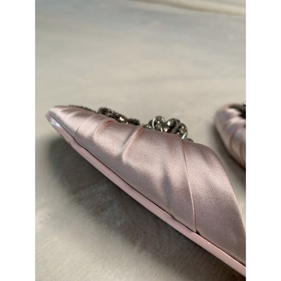 Sophia Webster Flats Lilico Crystal Pink Ruched Satin Slide Sandals 36.5 - Picture 9 of 11